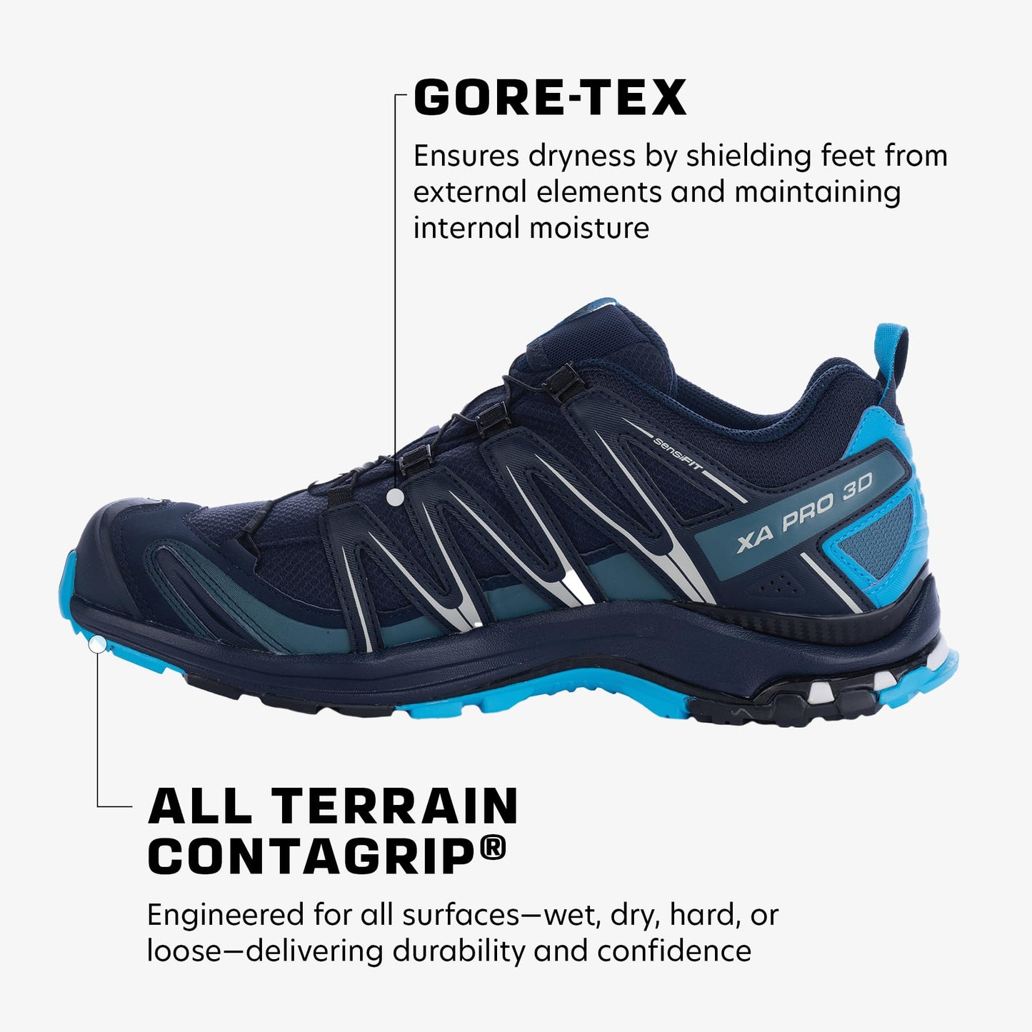 Salomon XA Pro 3D GTX Herren Traillaufschuhe Navy/Blau 45 1/3 EU